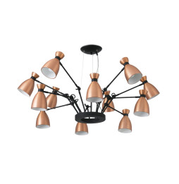 FARO - Luminaria colgante retro 12L E14 20W cobre