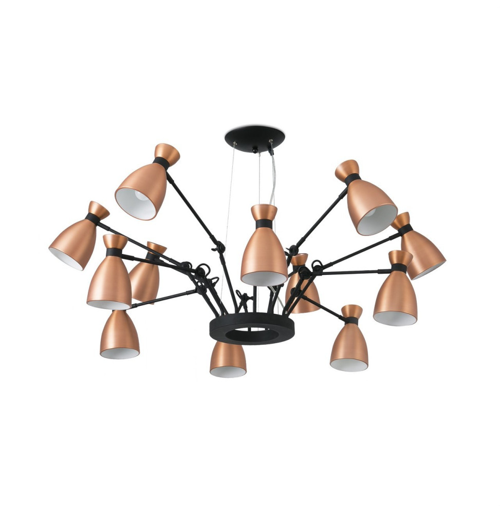 FARO - Luminaria colgante retro 12L E14 20W cobre