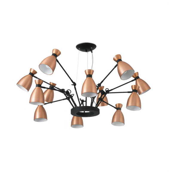 FARO - Luminaria colgante retro 12L E14 20W cobre