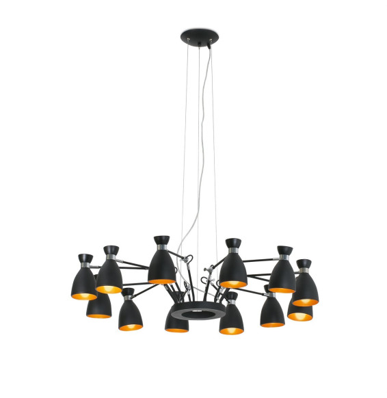FARO - Luminaria colgante retro 12L E14 20W negro/rojo