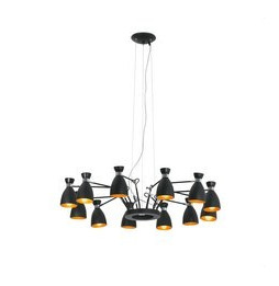 FARO - Luminaria colgante retro 12L E14 20W negro/rojo