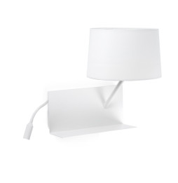 FARO - Aplique HANDY derecha 1xE27 20W USB LED 3W blanco