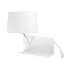 FARO - Aplique HANDY izquierdo 1xE27 20W USB LED 3W blanco