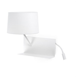 FARO - Aplique HANDY izquierdo 1xE27 20W USB LED 3W blanco