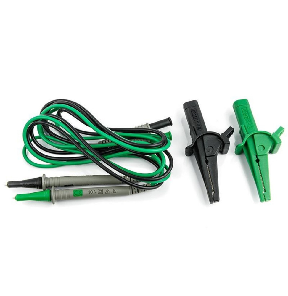 HT-INSTRUMENTS - Juego cables verde/negro con puntas+2 cocodrilos