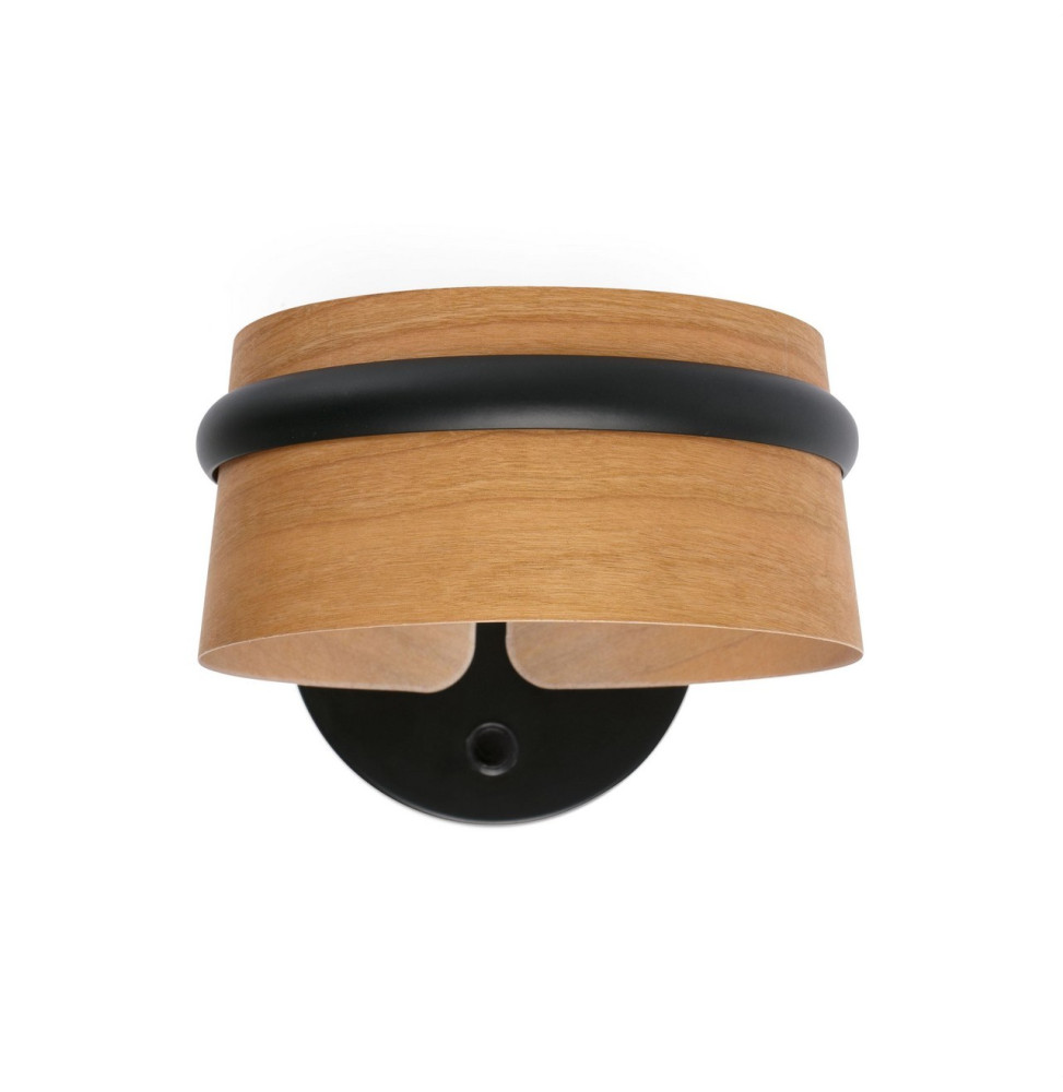 FARO - Aplique LOOP led dimable 6W 27K negro y pantalla de madera