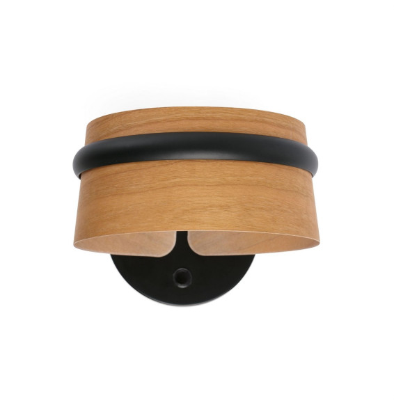FARO - Aplique LOOP led dimable 6W 27K negro y pantalla de madera