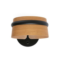 FARO - Aplique LOOP led dimable 6W 27K negro y pantalla de madera