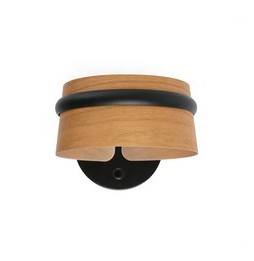 FARO - Aplique LOOP led dimable 6W 27K negro y pantalla de madera