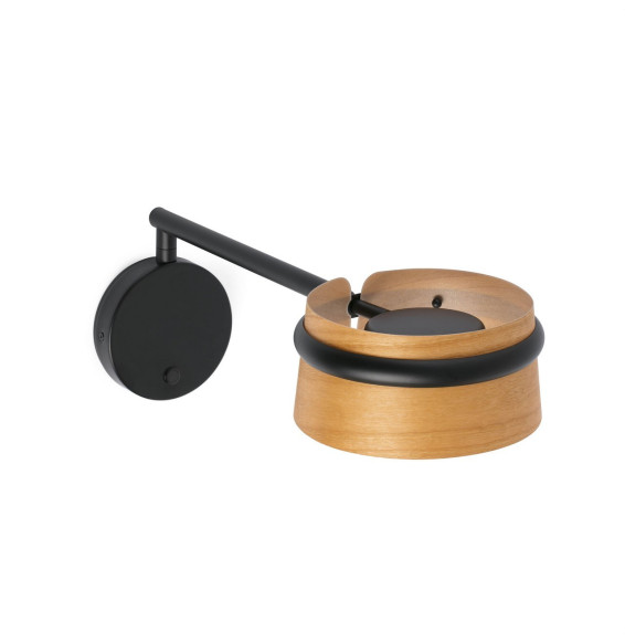 FARO - Aplique articulado LOOP led dimable 6W 27K negro y pantalla de madera