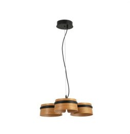 FARO - Luminaria colgante LOOP led 3x6W 27K negro y pantalla de madera