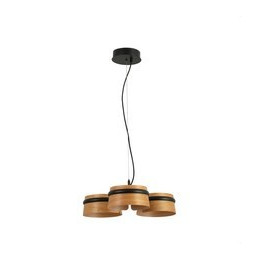 FARO - Luminaria colgante LOOP led 3x6W 27K negro y pantalla de madera