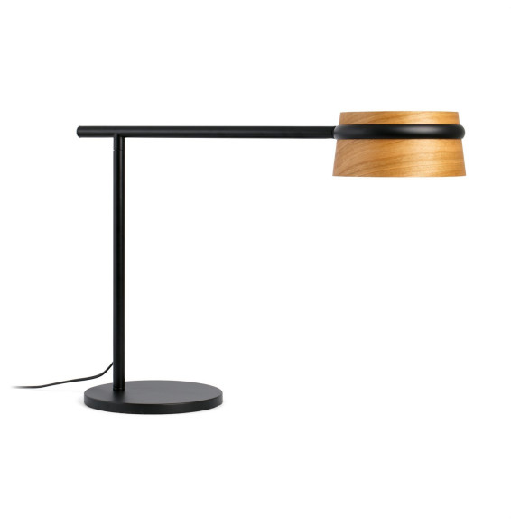 FARO - Luminaria sobremesa LOOP pinza led 6W 27K negro y pantalla de madera