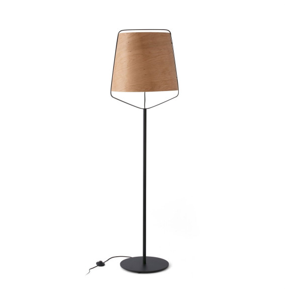 FARO - Luminaria pie de salón STOOD E27 20W negro madera
