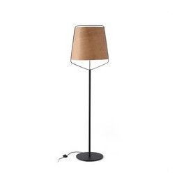 FARO - Luminaria pie de salón STOOD E27 20W negro madera