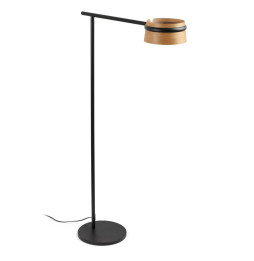 FARO - Luminaria pie de salón LOOP led 6W 27K negro y pantalla de madera