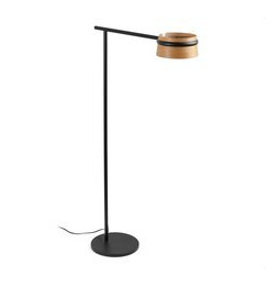 FARO - Luminaria pie de salón LOOP led 6W 27K negro y pantalla de madera