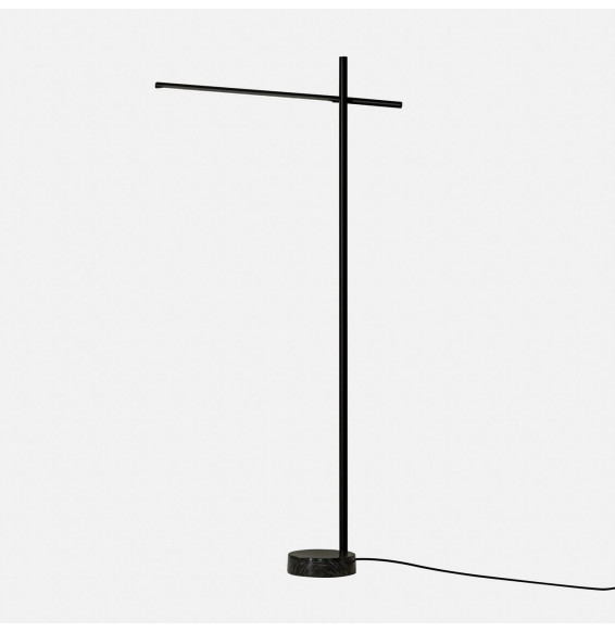 LedsC4 - Luminaria pie de salón TUBS LED 10.5W 3000K negro Marbre negro 403lm