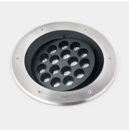 LedsC4 - Empotrable de suelo IP66-IP67 Gea Power LED Pro diámetro 300mm Efficiency LED 18.7 RGBW DMX RDM acero inoxidable AISI 3