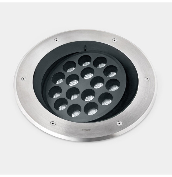 LedsC4 - Empotrable de suelo IP66-IP67 Gea Power LED Pro diámetro 300mm Efficiency LED 18.7 RGBW DMX RDM acero inoxidable AISI 3