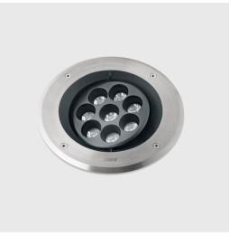 LedsC4 - Empotrable de suelo IP66-IP67 Gea Power LED Pro diámetro 220mm Efficiency LED 9.8 RGBW DMX RDM acero inoxidable AISI 31