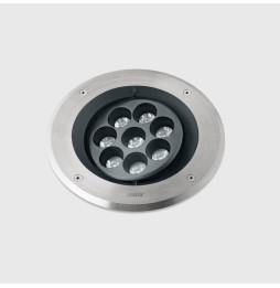 LedsC4 - Empotrable de suelo IP66-IP67 Gea Power LED Pro diámetro 220mm Efficiency LED 9.8 RGBW DMX RDM acero inoxidable AISI 31