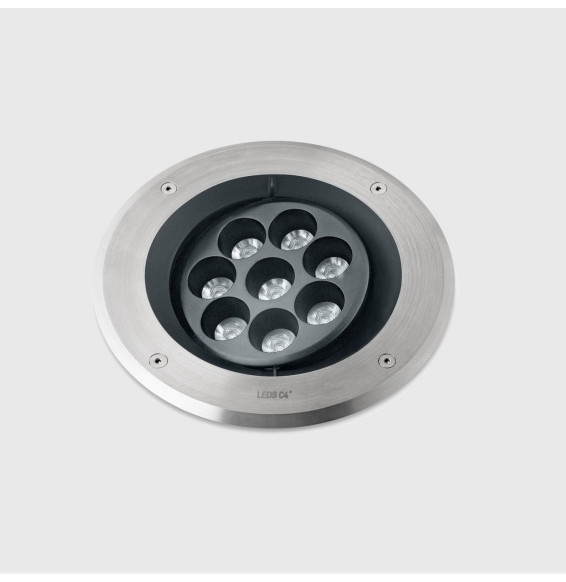 LedsC4 - Empotrable de suelo IP66-IP67 Gea Power LED Pro diámetro 220mm Efficiency LED 9.8 RGBW DMX RDM acero inoxidable AISI 31