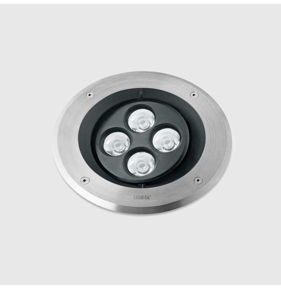 LedsC4 - Empotrable de suelo IP66-IP67 Gea Power LED Pro diámetro 220mm Efficiency LED 5.2 RGBW DMX RDM acero inoxidable AISI 31