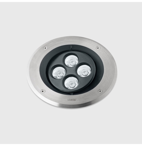 LedsC4 - Empotrable de suelo IP66-IP67 Gea Power LED Pro diámetro 220mm Efficiency LED 5.2 RGBW DMX RDM acero inoxidable AISI 31