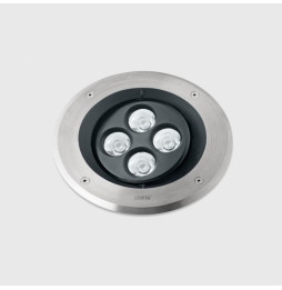 LedsC4 - Empotrable de suelo IP66-IP67 Gea Power LED Pro diámetro 220mm Efficiency LED 5.2 RGBW DMX RDM acero inoxidable AISI 31