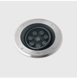 LedsC4 - Empotrable de suelo IP66-IP67 Gea Power LED Pro diámetro 220mm Comfort LED 9.8 RGBW DMX RDM acero inoxidable AISI 316 9