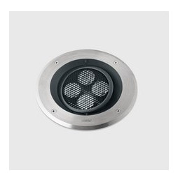 LedsC4 - Empotrable de suelo IP66-IP67 Gea Power LED Pro diámetro 220mm Comfort LED 10.1 blanco cálido 2700K ON-OFF acero inoxid