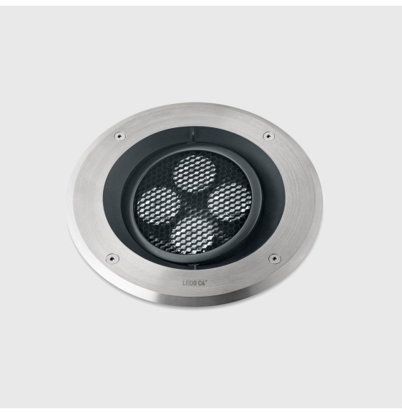 LedsC4 - Empotrable de suelo IP66-IP67 Gea Power LED Pro diámetro 220mm Comfort LED 5.2 RGBW DMX RDM acero inoxidable AISI 316 5