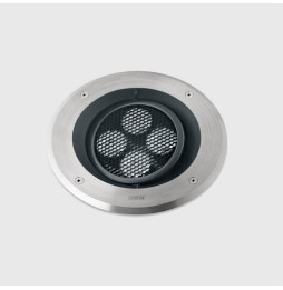 LedsC4 - Empotrable de suelo IP66-IP67 Gea Power LED Pro diámetro 220mm Comfort LED 5.2 RGBW DMX RDM acero inoxidable AISI 316 5