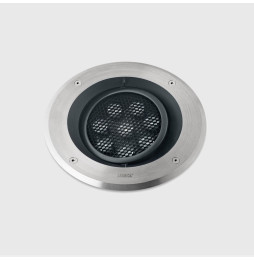 LedsC4 - Empotrable de suelo IP66-IP67 Gea Power LED Pro diámetro 220mm Comfort LED 18 blanco cálido 3000K ON-OFF acero inoxidab