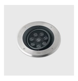 LedsC4 - Empotrable de suelo IP66-IP67 Gea Power LED Pro diámetro 220mm Comfort LED 18 blanco cálido 3000K ON-OFF acero inoxidab