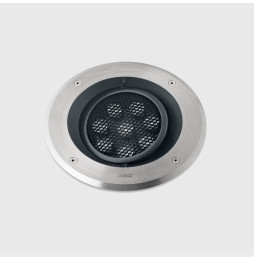 LedsC4 - Empotrable de suelo IP66-IP67 Gea Power LED Pro diámetro 220mm Comfort LED 18 blanco cálido 2700K ON-OFF acero inoxidab