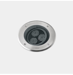 LedsC4 - Empotrable de suelo IP66-IP67 Gea Power LED Pro diámetro 185mm Comfort LED 7 blanco cálido 2700K DALI-2 acero inoxidabl