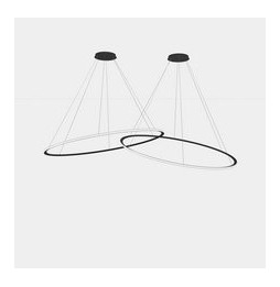 LedsC4 - Luminaria colgante circular Outward 2 Rings diámetro 2000 horizontal empotrable LED 516 blanco cálido 2400K 0-10V negro