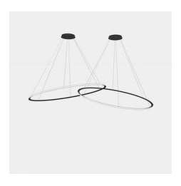 LedsC4 - Luminaria colgante circular Downward 2 Rings diámetro 2000 horizontal empotrable LED 516 blanco cálido 3000K 0-10V negr