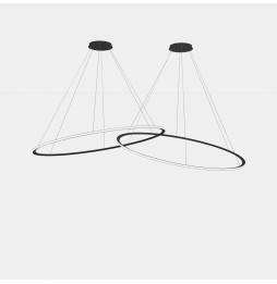 LedsC4 - Luminaria colgante circular Downward 2 Rings diámetro 2000 horizontal empotrable LED 516 blanco cálido 3000K ON-OFF neg