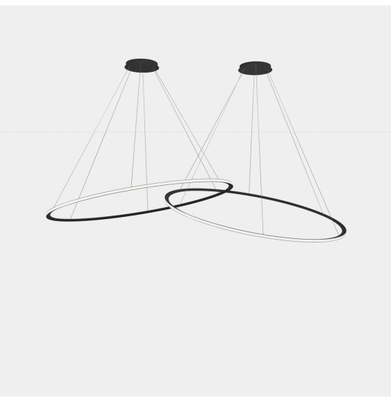 LedsC4 - Luminaria colgante circular Downward 2 Rings diámetro 2000 horizontal empotrable LED 516 blanco cálido 3000K ON-OFF neg