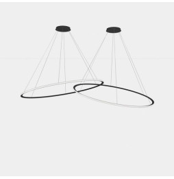 LedsC4 - Luminaria colgante circular Downward 2 Rings diámetro 2000 horizontal empotrable LED 516 blanco cálido 3000K ON-OFF neg