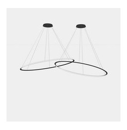 LedsC4 - Luminaria colgante circular Downward 2 Rings diámetro 2000 horizontal empotrable LED 516 blanco cálido 3000K ON-OFF neg
