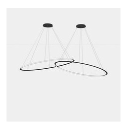 LedsC4 - Luminaria colgante circular Downward 2 Rings diámetro 2000 horizontal empotrable LED 516 blanco cálido 3000K DALI-2 neg