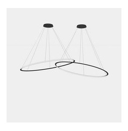 LedsC4 - Luminaria colgante circular Downward 2 Rings diámetro 2000 horizontal empotrable LED 516 blanco cálido 2700K ON-OFF neg