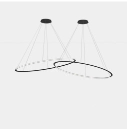 LedsC4 - Luminaria colgante circular Downward 2 Rings diámetro 2000 horizontal empotrable LED 516 blanco cálido 2400K ON-OFF neg