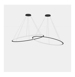 LedsC4 - Luminaria colgante circular Inward 2 Rings diámetro 2000 Horizontal empotrable LED 516 blanco cálido 2700K DALI-2 negro