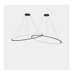LedsC4 - Luminaria colgante circular Inward 2 Rings diámetro 2000 horizontal LED 516 blanco cálido 2700K ON-OFF negro 12918lm