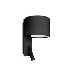 FARO - Aplique FOLD negro 1xE27 con lector LED 3W